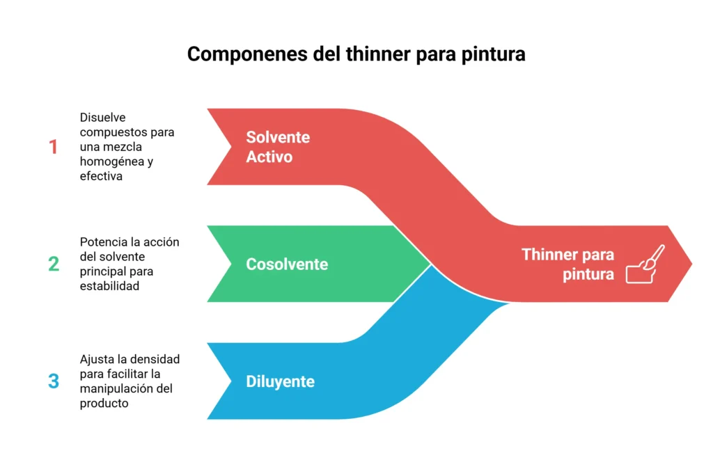 Infografía sobre componentes de thinner para pintura