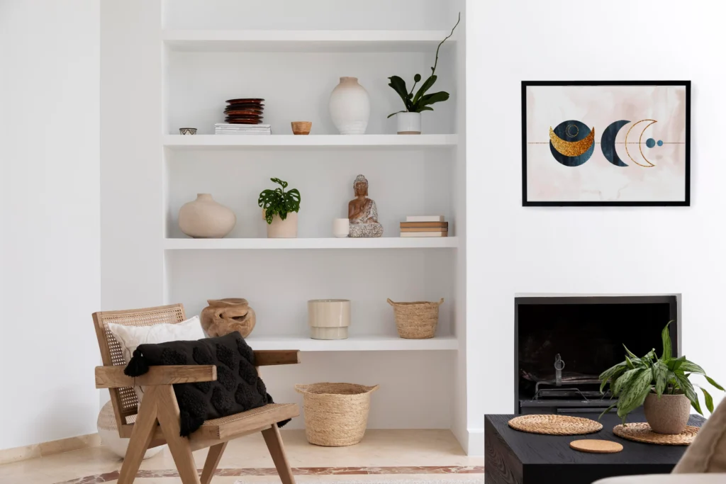 Habitación con estilo arquitectónico moderno escandinavo contemporáneo