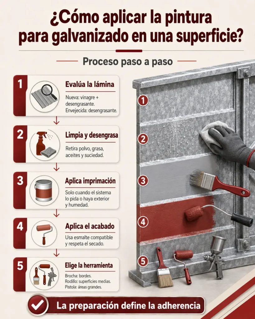 Pasos para aplicar sistema de pintura para lámina galvanizada