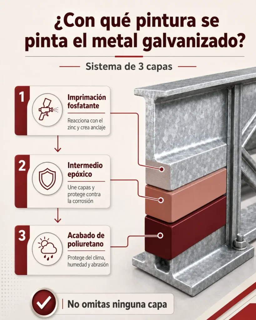 Infografía sobre cómo se pinta metal galvanizado